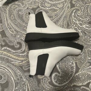 White and Black Ankle Boots